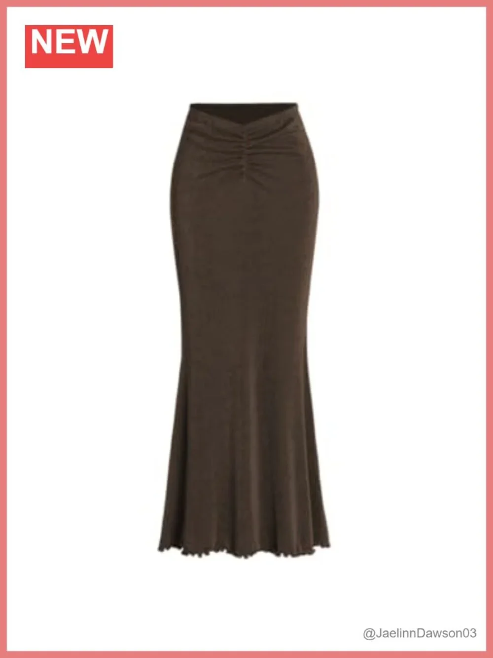 High Waist Mermaid Fishtail Bodycon Maxi Skirt Ruched Lettuce Trim Stretchy